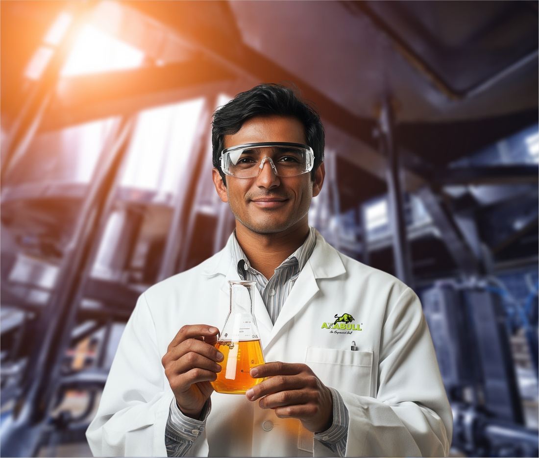 Axabull quality lab — testing Group II+ lubricants